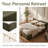 Cocoon King Size Platform Bed with Thick Linen Headboard and Footboard, Upholstered Grounded Block Design, Solid Wood Support, No Box Spring Needed, 800 lb Capacity-1407780091