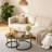 Coffee Table, Nesting Set of 2, 27.6-inch Round, Industrial Wood Finish with Sturdy Metal Frame, End Table/Side Tables for Living Room, Bedroom, Balcony, Yard (Brown)-1288730457