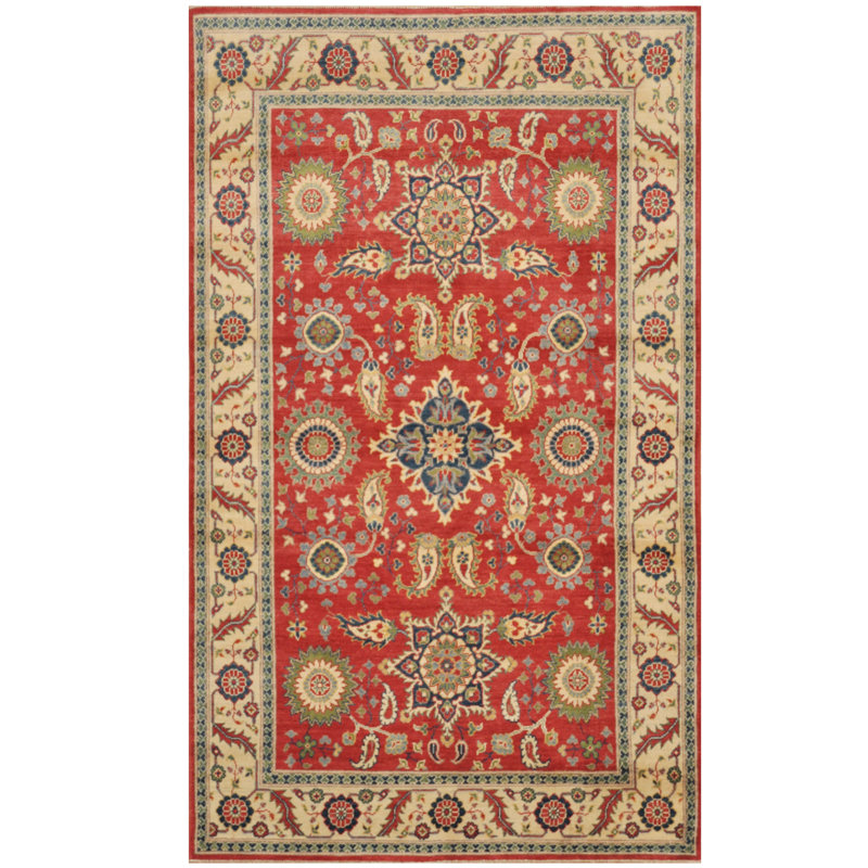 Tapis de zone en laine 5 pi 3 po x 8 pi 10 po one-of-kind-noué la kazak Deodhar