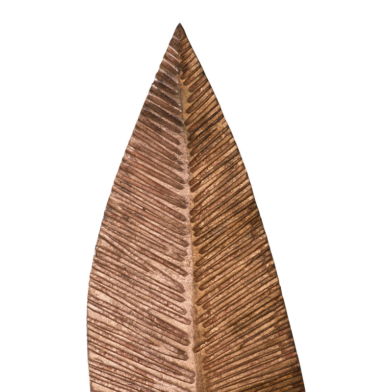 Carved On Stand Sculpture, Copper Leaf, 52" H x 10" W x 14" D