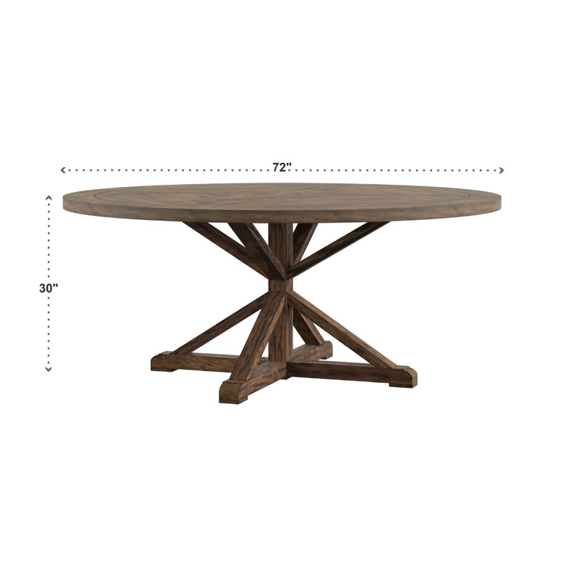 Table de salle à manger à piédestal Deane, L 72 po x l 72 po, Brun