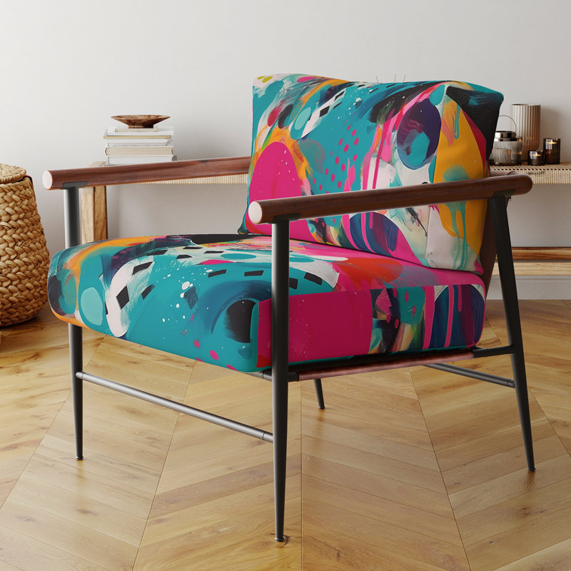 Fauteuil d'appoint rembourré abstrait rose Enigma I, Noir