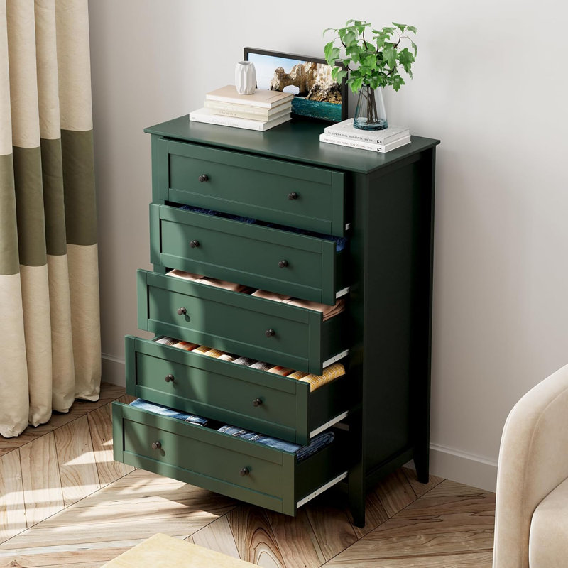 green tall dresser Fixwal for Bedroom, Storage Dresser Organizer with 7 Fabric Drawers, Nightstand Furniture in Closet, Entryway, Hallway, Vintage : Home & Kitchen Key Features Green 5 Drawer Dresser for