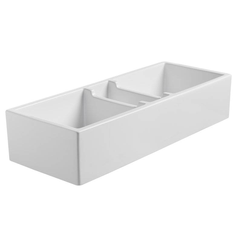 Cape 47.25'' L Triple Basin Kitchen Sink, White