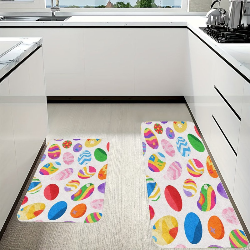 Easter Egg Festive, 2 Pcs Non Slip Kitchen Mats