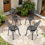 Chaise de patio en fonte d'aluminium 4 pièces avec cadre noir