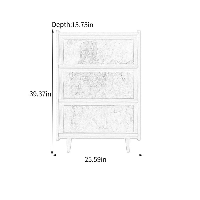 Armoire décorative à trois portes avec cadre en pin