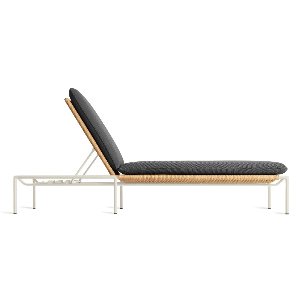 Dog Days 32'' Outdoor Powder Coated Aluminum Chaise Lounge, Sunbrella Coal, White