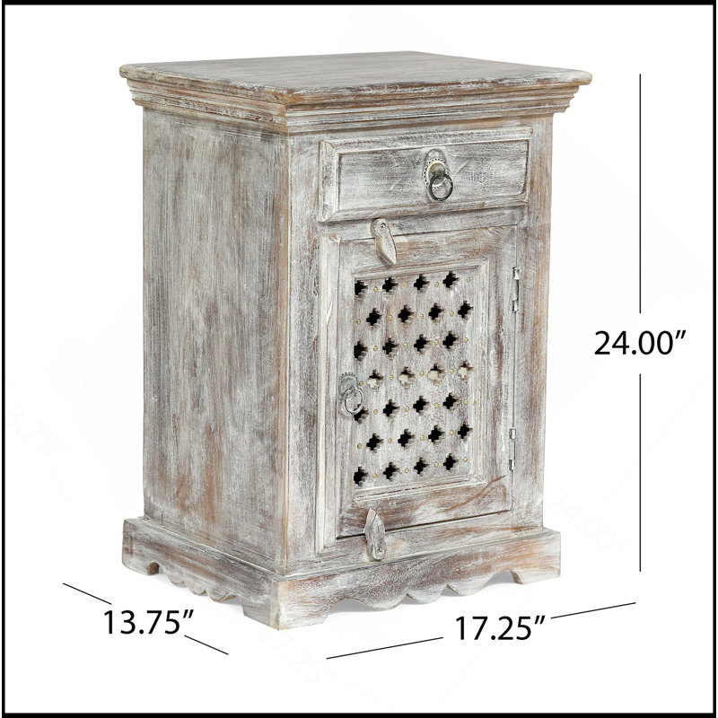 WOODEN NIGHTSTAND WITH 1 DRAWER 1 DOOR