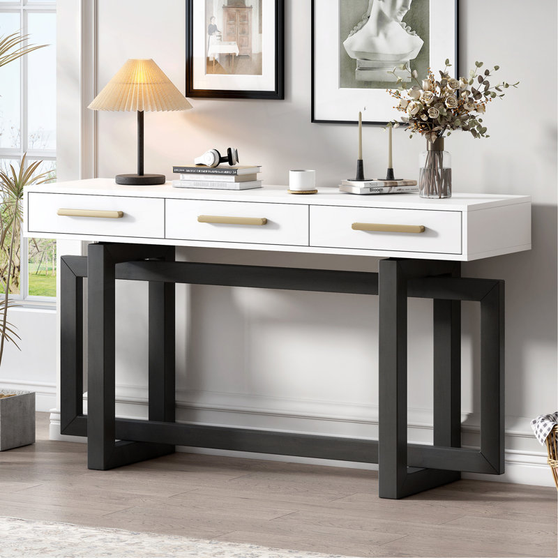 Console élégante avec trois tiroirs, table d'entrée très longue pour vestibule, couloir, salon, vestibule, couloir