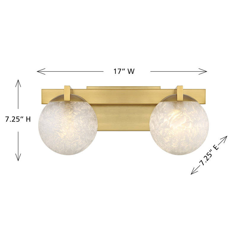 Luminaire pour meuble-lavabo Darien, Laiton, H 7,25 po x l 17 po x P 5,88 po, Deux lumières