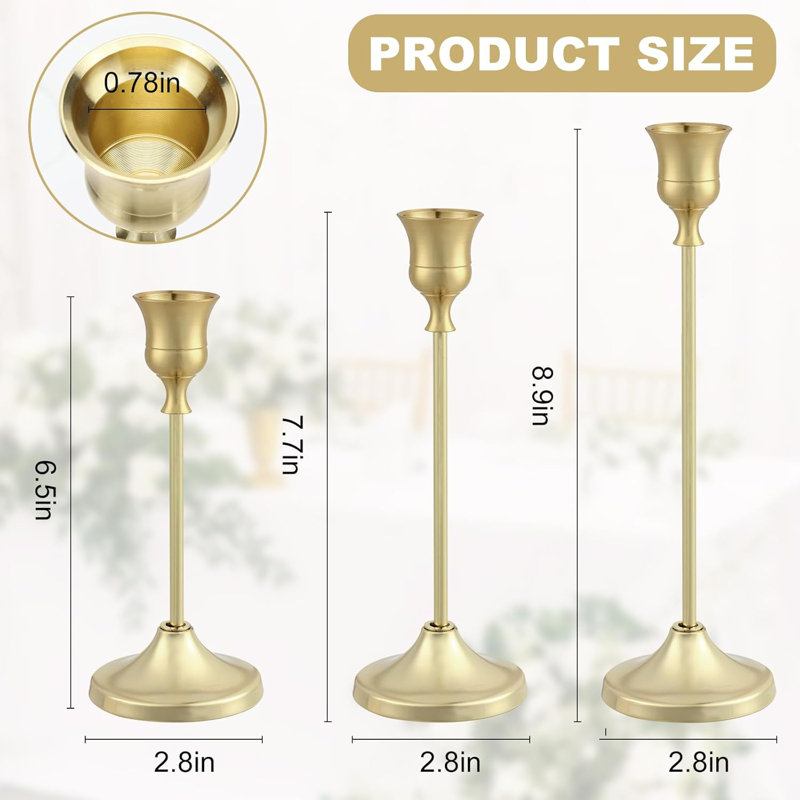 Bougeoirs 6 pièces, porte-bougie conique en métal, bougeoirs en or pour bougies pilier, porte-bougie pour manteau de cheminée de mariage, cadeau de pendaison de crémaillère