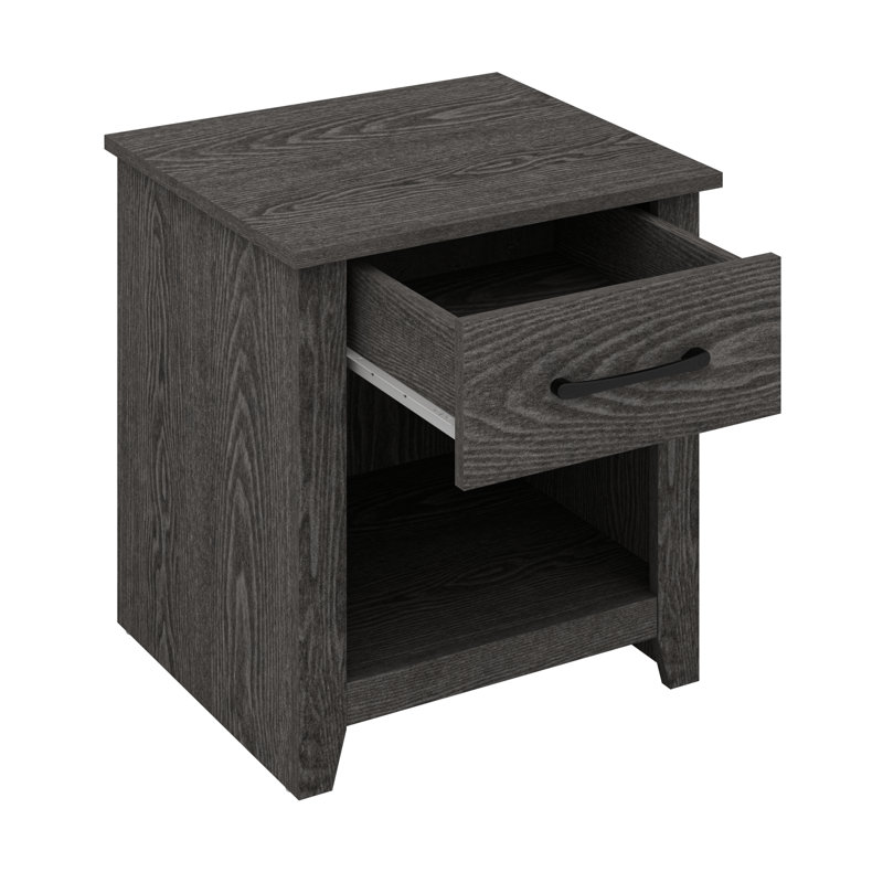 Walter 20.3" 1 Drawer Nightstand, Dark Gray Oak