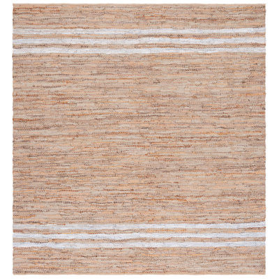 Tapis blanc / beige en cuir / coton tissé à la main Riem
