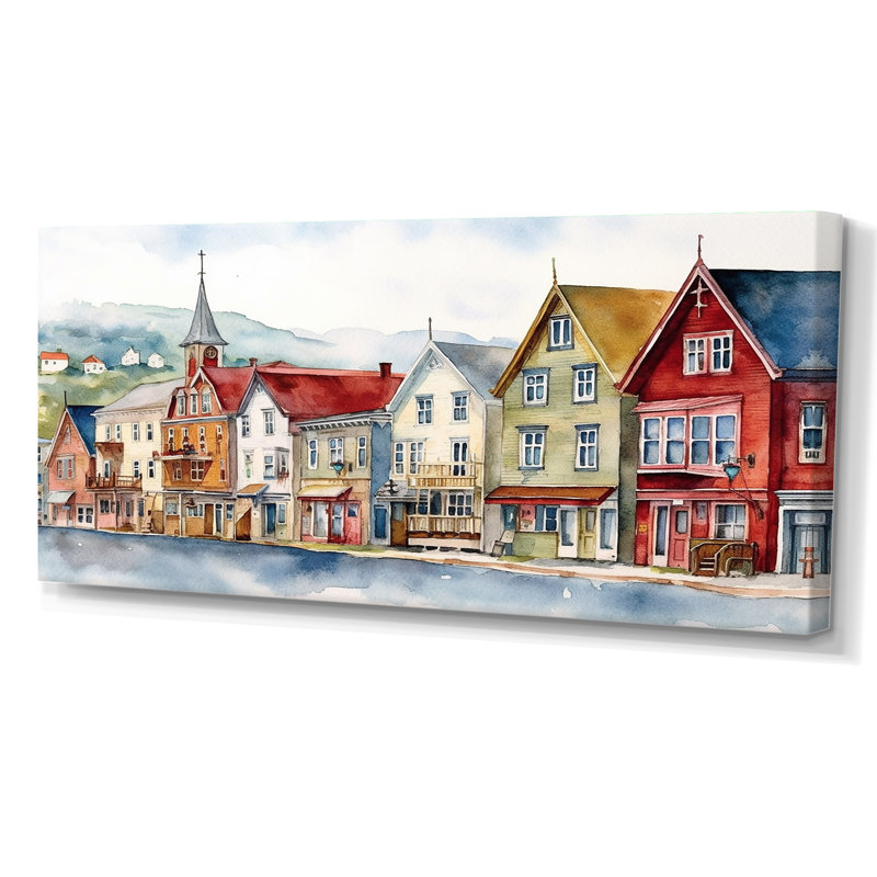 Terre-Neuve côtière rétro II - Canada, art mural, Toile tendue, H 28 po x l 60 po x P 1,5 po