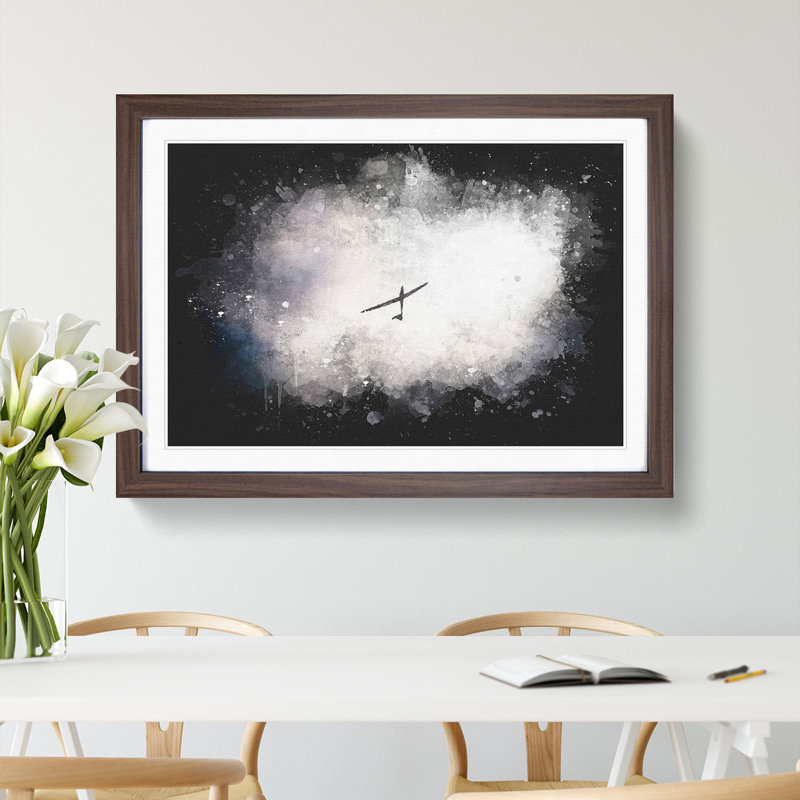 Air Glider in the Clouds - Picture Frame Graphic Art Print, Walnut Framed, 24cm H x 33cm W x 2cm D
