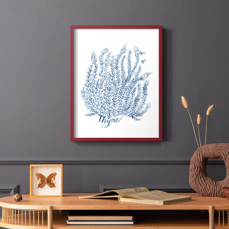 «Summer Herb Garden Sketches IV», reproduction encadrée - bois massif, Rouge, H 10 po x l 8 po