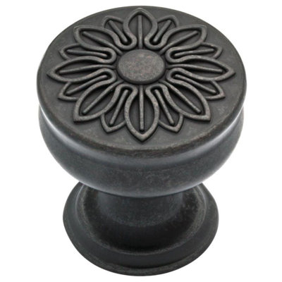 (5 Pack) 1-1/4 inch Floral Knob Soft Iron
