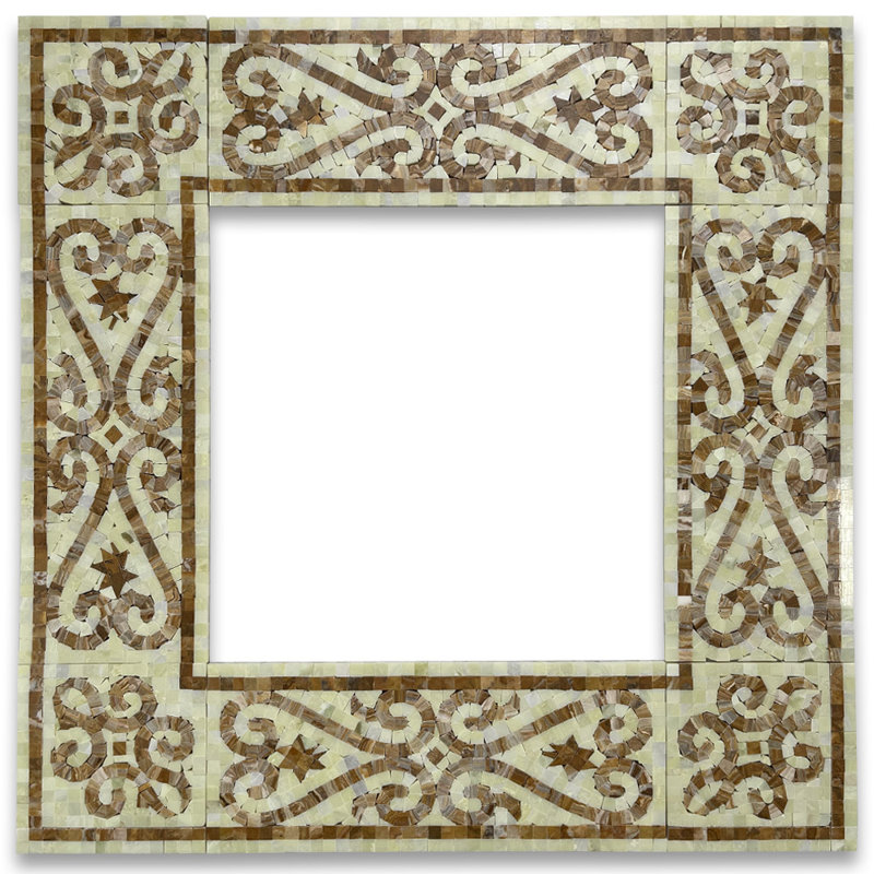 6" x 13" Marble Mosaic Sheet Wall Floor Use Tile, Yellow/Brown/Green