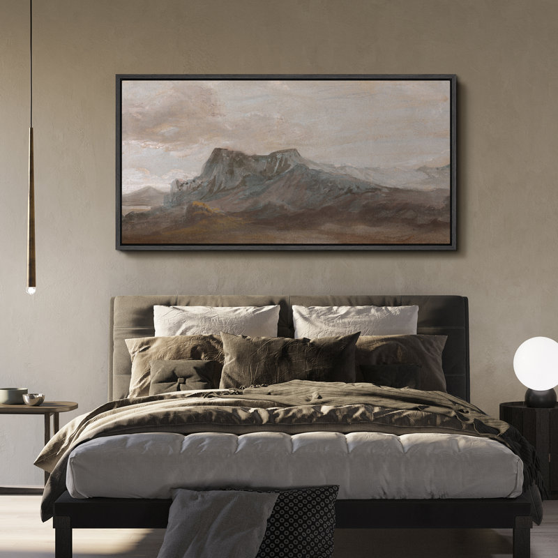 «Rustic Mountain Landscape», impression sur toile encadrée, décor de chalet traditionnel, Noir, H 30 po x l 60 po