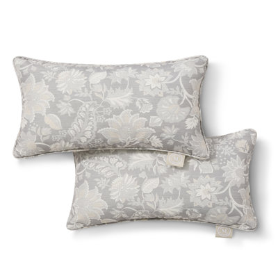 MARTHA STEWART Distressed Jacobean Indoor Outdoor Lumbar Pillow 2-Pack Set, 18"