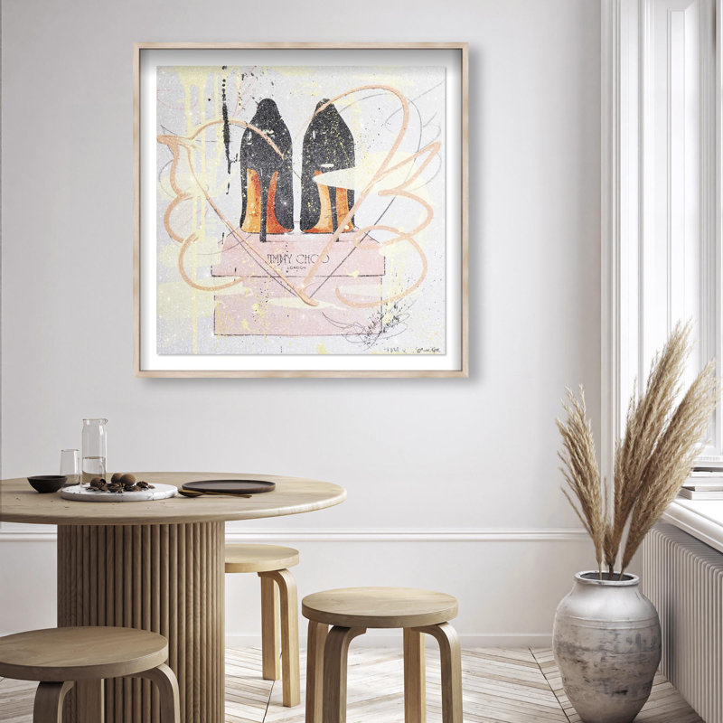 Oliver Gal Blush Walk Revisited Fashion - Diamond Dust Shadowbox Framed Wall Art, 42'' H x 42'' W, Cream
