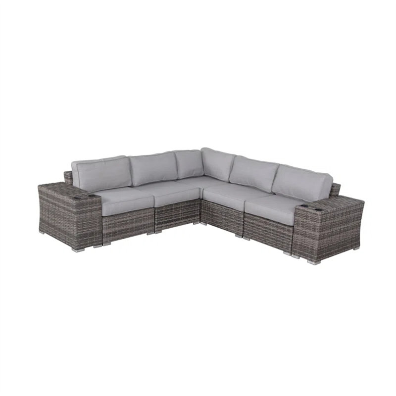Ensemble de canapé modulaire en rotin 7 pièces avec coussins 7 pièces - entièrement assemblé