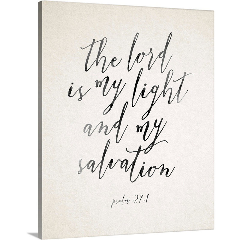 " Handlettered Bible Verse - Psalm 27:1 ", Wrapped Canvas, 14" H x 11" W x 1.25" D
