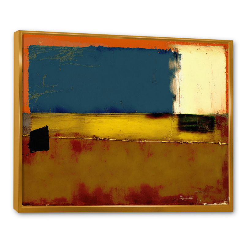 «Blue Sky Above Redend Point VII», art mural abstrait sur toile, L 20 po x H 12 po, Cadre flottant doré