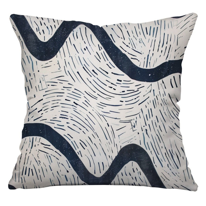 Wavy Lines   Reversible Throw Pillow, 14"H x 14"W