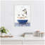 «Penguins in Eclectic Blue Bath» par Amy Peterson, reproduction d'art sur toile encadrée