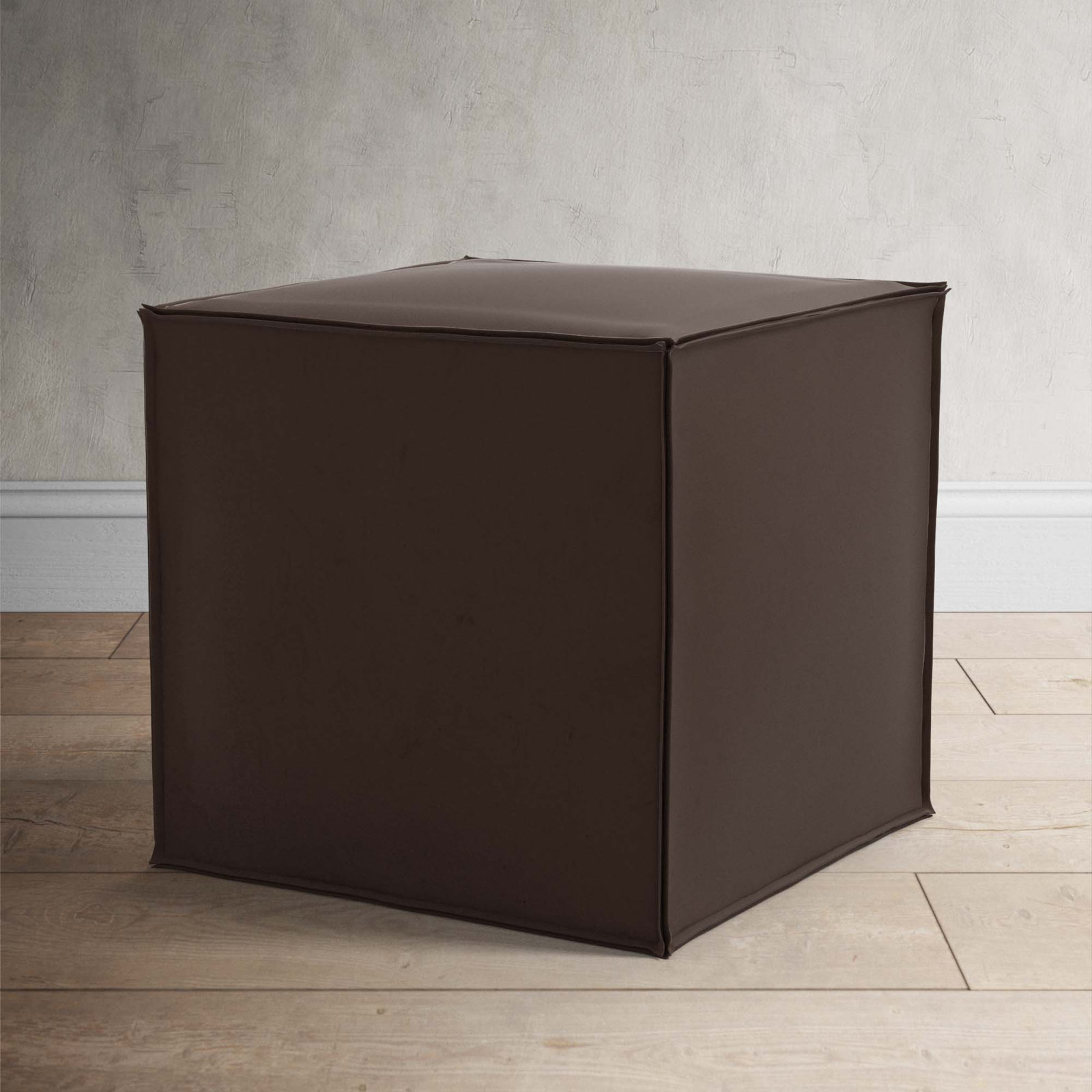 Tillie Upholstered Pouf, Classic Chocolate Velvet