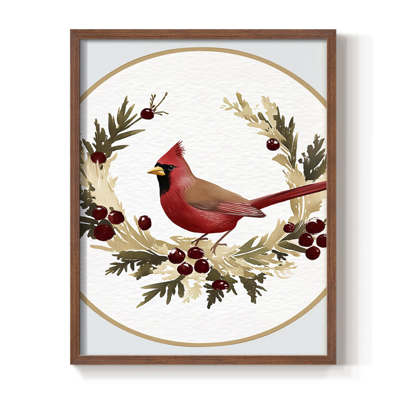 «Christmas Holiday Art CMXLV III», reproduction d'art encadrée - bois massif, H 11 po x l 9 po, Noyer