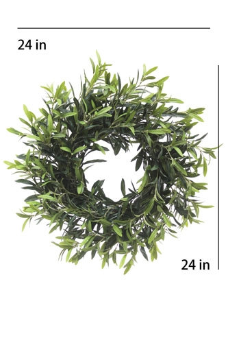 24" Artificial Olive Leaf Wreath, 8 in x 24 in