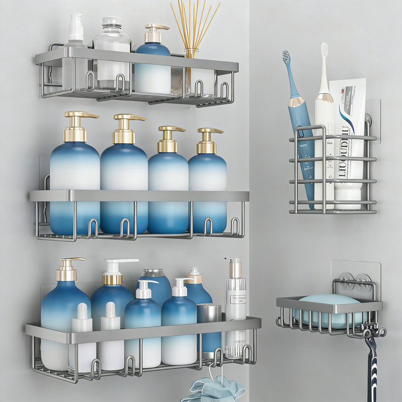 5 Pack Shower Caddy Organizer Rack Shelf For Inside Shower, Gray