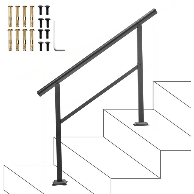 Rambarde d'escalier extérieur 47,6 x 35,2 pouces, réglable de 0 à 30 degrés, compatible avec 3 à 4 marches