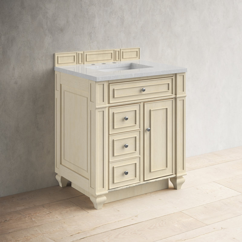 Bristol 30'' W Single Vanity, Bright White, Carrara White, 8" Widespread