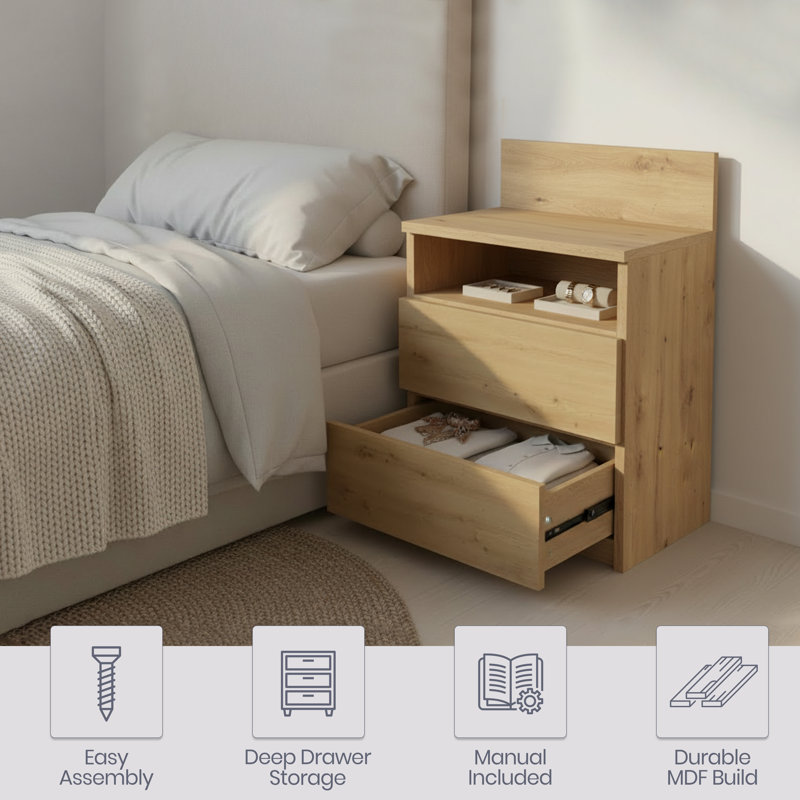 40cm W 2 - Drawer Chest of Drawers, Artisan