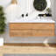 Meuble-lavabo moderne en chêne doré avec évier, rangement spacieux