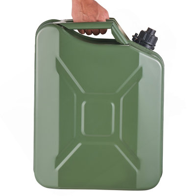 Metal Fuel Container, 5.3 Gallon, Fuel Jerry Can With Spout And Comfort Handle, 6 L/Min Max Flow Rate, Leakproof & Corrosion-Resistant Metal Gas Tank Most Cars Motorcycle ATV UTV, Green, 2 Packs