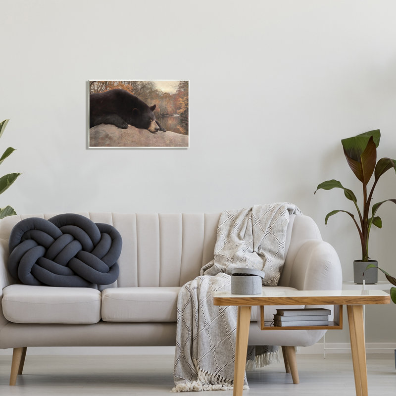 «Resting Bear Autumn Foliage Lake Floater», art mural par Lori Deiter, H 13 po x l 19 po x P 0,5 po, Bois
