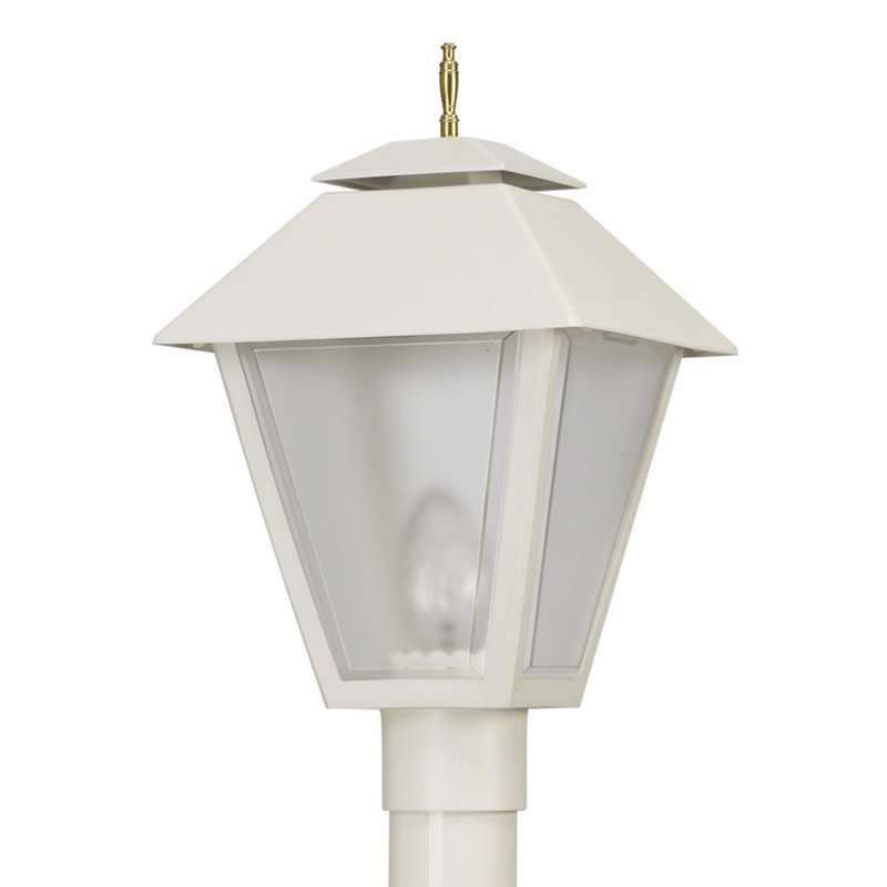 Colonial Post Top Fixture with Frosted Beveled Lens 3000K, White