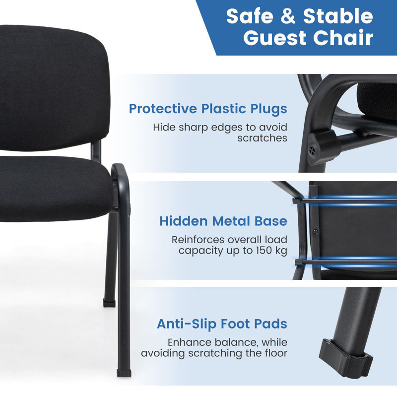 Set Of 5 Meeting Room Office Chairs Stackable Mesh Chairs-Black