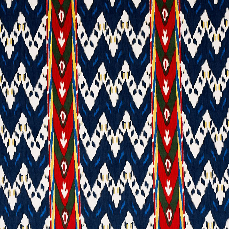 Samar Ikat Velvet Fabric, Blue