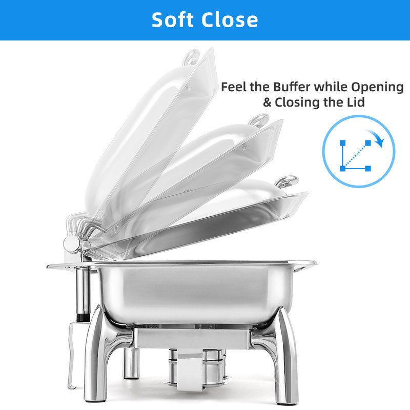 Premium Stainless Steel Roll-Top Rectangle Buffet Server