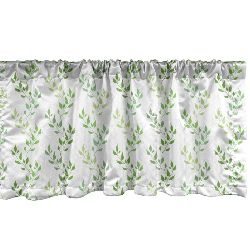 Cantonnière Ambesonne - paquet de 2 feuilles d'olivier symétriques - vert, L 54 po x L 12 po