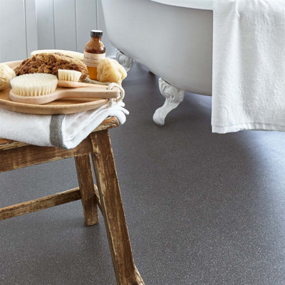 Grey Plain Speckled Anti Slip Vinyl Flooring For Livingroom, Kitchen, 2.8Mm Thick Sheet Vinyl 
