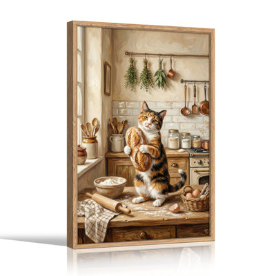 «Cat Kitchen», ensemble de 1 reproduction d'art sur toile