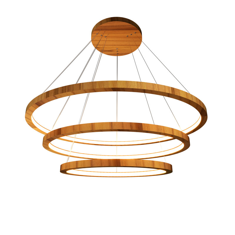 3 - Light LED Chandelier, Teak