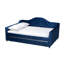 Lit de jour double en velours avec couchette Freya, bleu, H 31,15 po x l 82,45 po x L 58,04 po-290142777-402354485